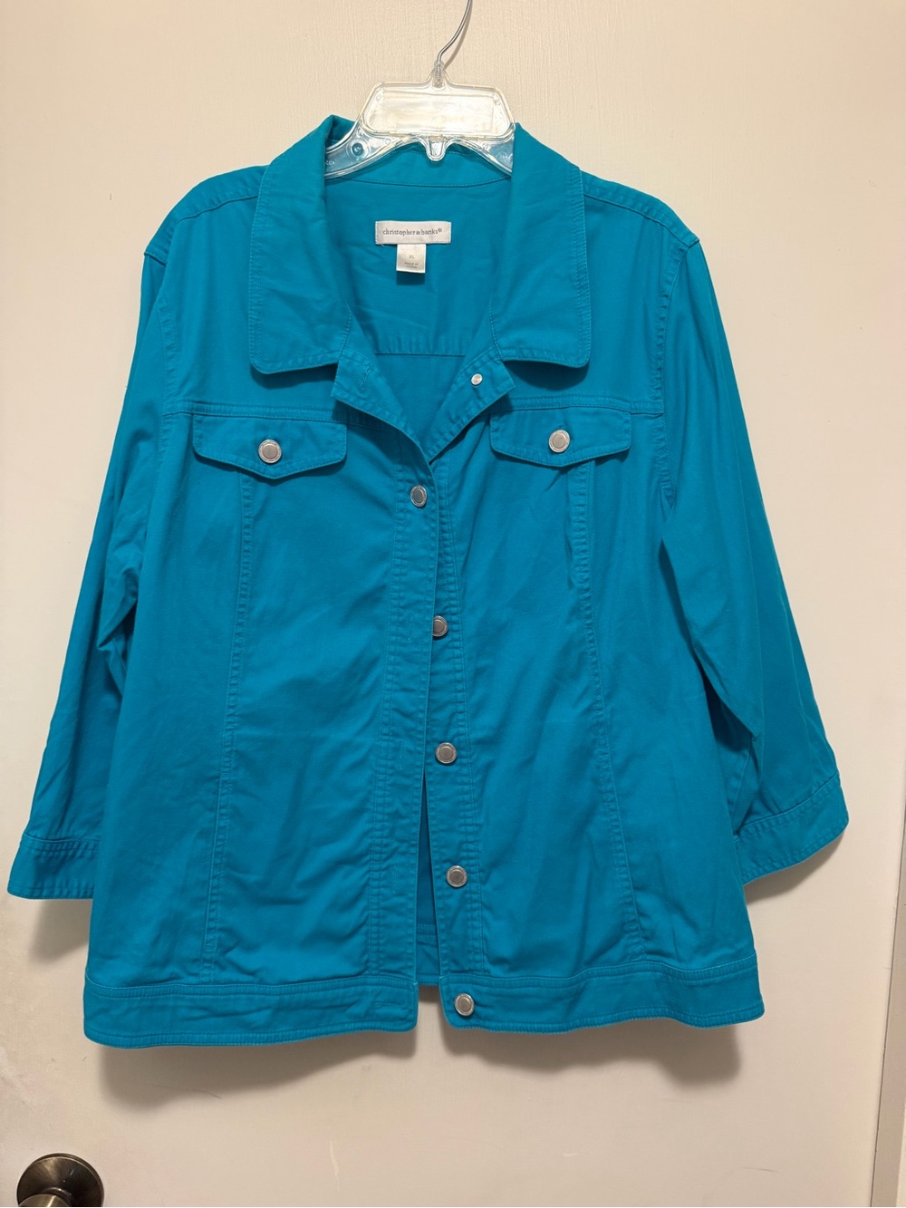 Christopher & Banks Bright Teal Button-Front Jacket Size XL